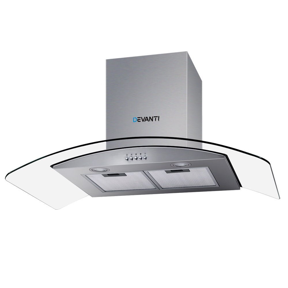 Devanti Range Hood 900mm Rangehood Kitchen Stainless Glass Canopy 90cm - Rivercity House & Home Co. (ABN 18 642 972 209) - Affordable Modern Furniture Australia