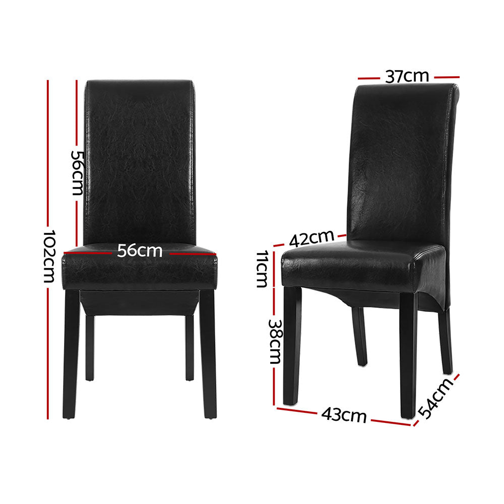 Dining Chairs Set of 2 Leather Parsons Chair Black - Furniture > Dining > Kitchen & Dining Chairs - Rivercity House & Home Co. (ABN 18 642 972 209) - Affordable Modern Furniture Australia