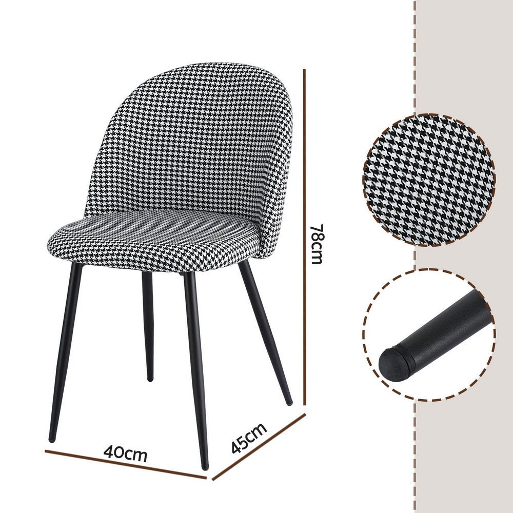 Dining Chairs Set of 2 Linen Solid Curved Houndstooth - Furniture > Dining > Kitchen & Dining Chairs - Rivercity House & Home Co. (ABN 18 642 972 209) - Affordable Modern Furniture Australia