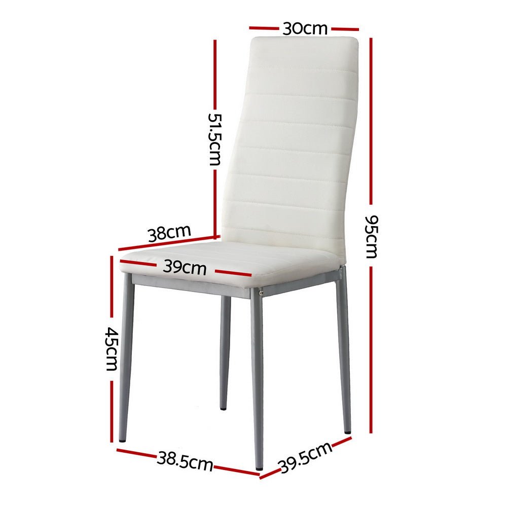 Dining Chairs Set of 4 Leather Channel Tufted White - Furniture > Dining > Kitchen & Dining Chairs - Rivercity House & Home Co. (ABN 18 642 972 209) - Affordable Modern Furniture Australia