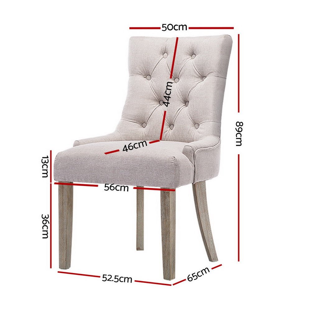 Dining Chairs Set of 4 Linen French Provincial Beige - Furniture > Dining > Kitchen & Dining Chairs - Rivercity House & Home Co. (ABN 18 642 972 209) - Affordable Modern Furniture Australia