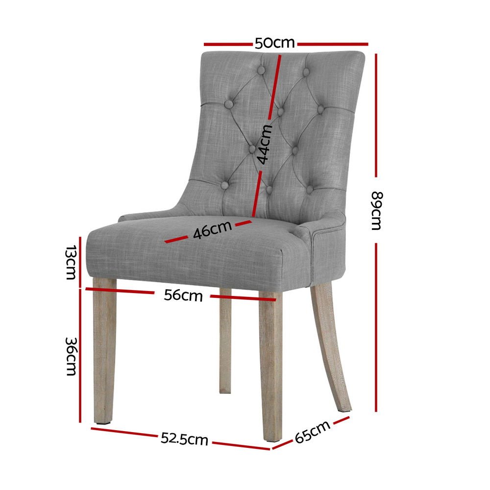 Dining Chairs Set of 4 Linen French Provincial Grey - Furniture > Dining > Kitchen & Dining Chairs - Rivercity House & Home Co. (ABN 18 642 972 209) - Affordable Modern Furniture Australia