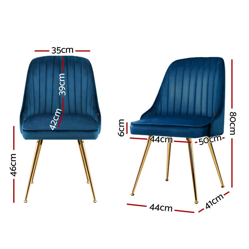 Dining Chairs Set of 4 Velvet Channel Tufted Blue - Furniture > Dining > Kitchen & Dining Chairs - Rivercity House & Home Co. (ABN 18 642 972 209) - Affordable Modern Furniture Australia