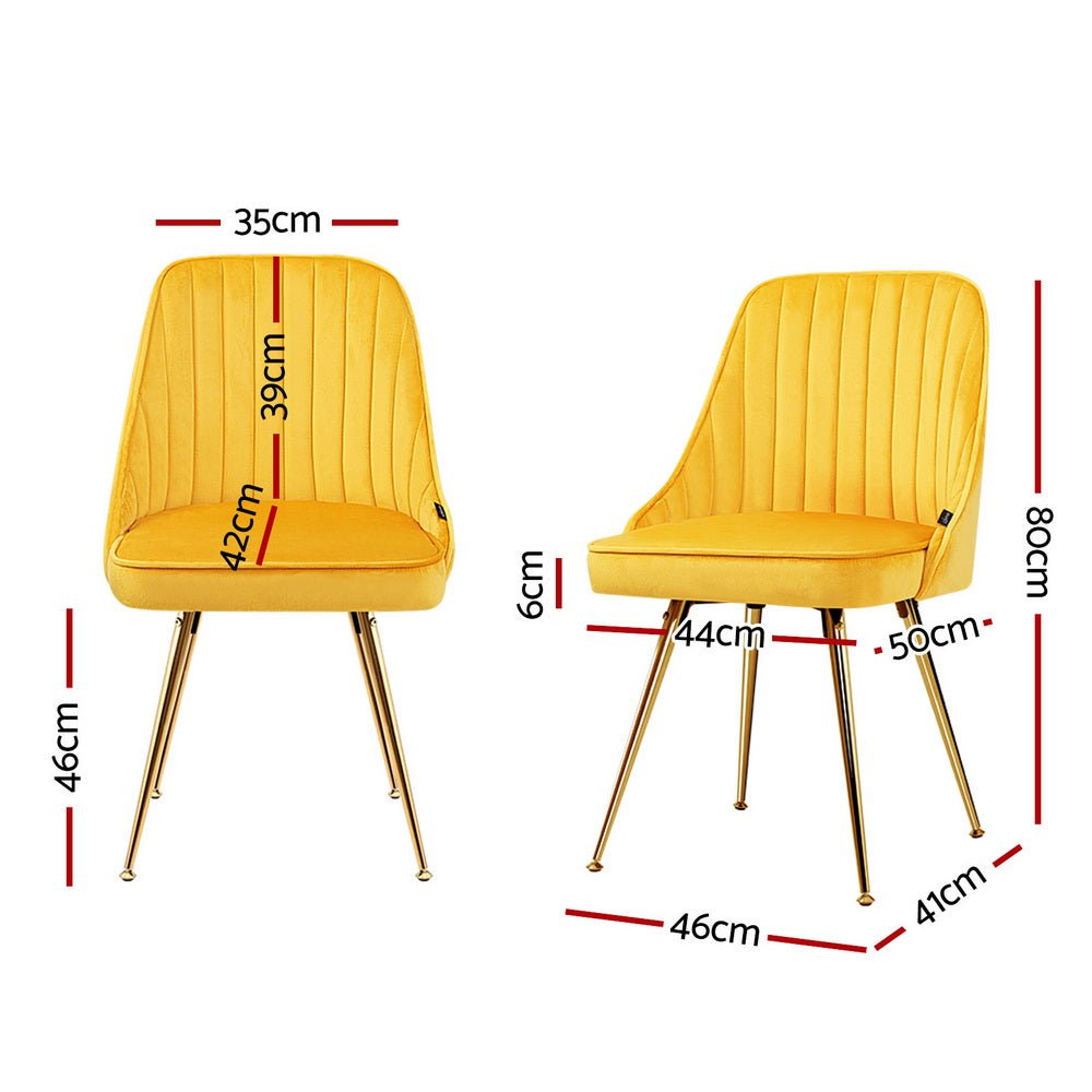 Dining Chairs Set of 4 Velvet Channel Tufted Yellow - Furniture > Dining > Kitchen & Dining Chairs - Rivercity House & Home Co. (ABN 18 642 972 209) - Affordable Modern Furniture Australia