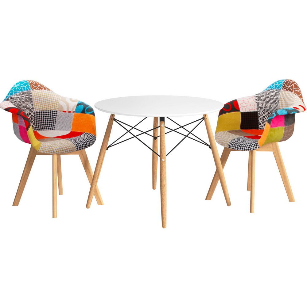 Dining Table and 2 Chairs Set DSW 90cm - Furniture > Dining > Dining Set - Rivercity House & Home Co. (ABN 18 642 972 209) - Affordable Modern Furniture Australia