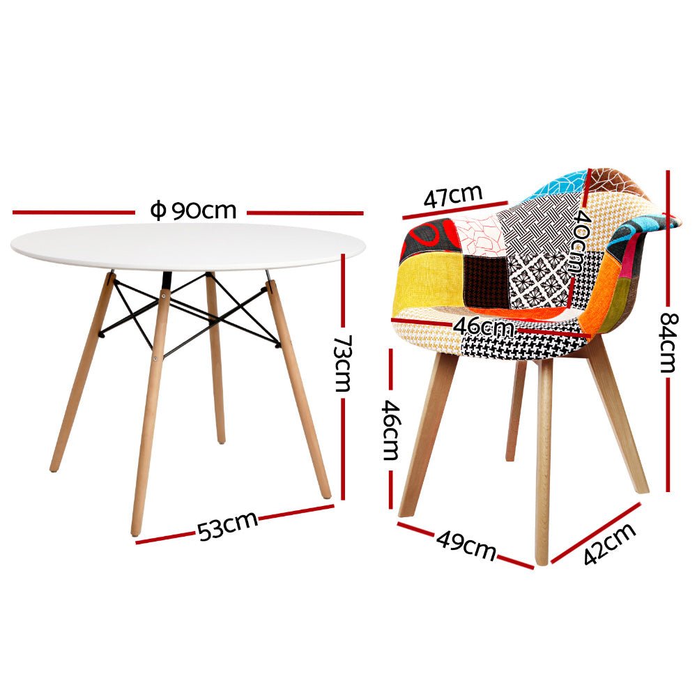 Dining Table and 2 Chairs Set DSW 90cm - Furniture > Dining > Dining Set - Rivercity House & Home Co. (ABN 18 642 972 209) - Affordable Modern Furniture Australia