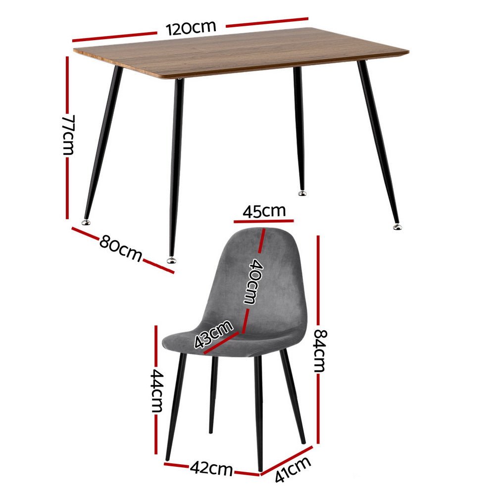 Dining Table and 4 Chairs Set Grey Metal - Furniture > Dining > Dining Set - Rivercity House & Home Co. (ABN 18 642 972 209) - Affordable Modern Furniture Australia