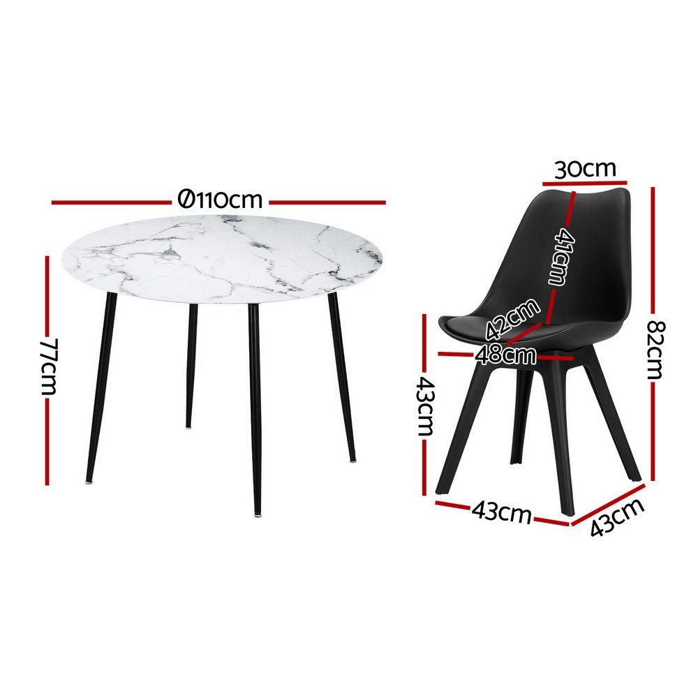 Dining Table and 4 Chairs Set Marble Black - Furniture > Dining > Dining Set - Rivercity House & Home Co. (ABN 18 642 972 209) - Affordable Modern Furniture Australia