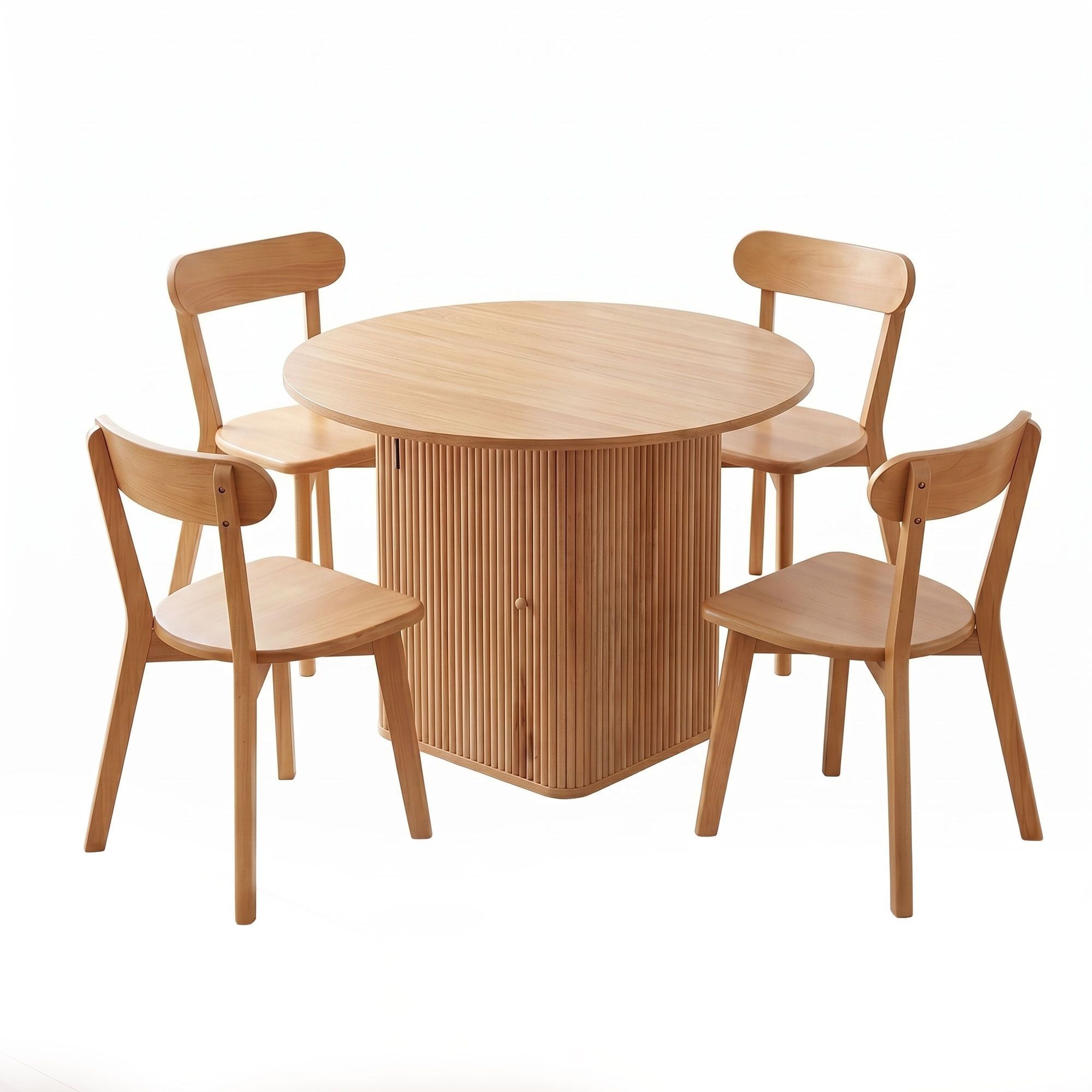 Dining Table and 4 Chairs Set Natural Timber - Furniture > Dining > Dining Set - Rivercity House & Home Co. (ABN 18 642 972 209) - Affordable Modern Furniture Australia