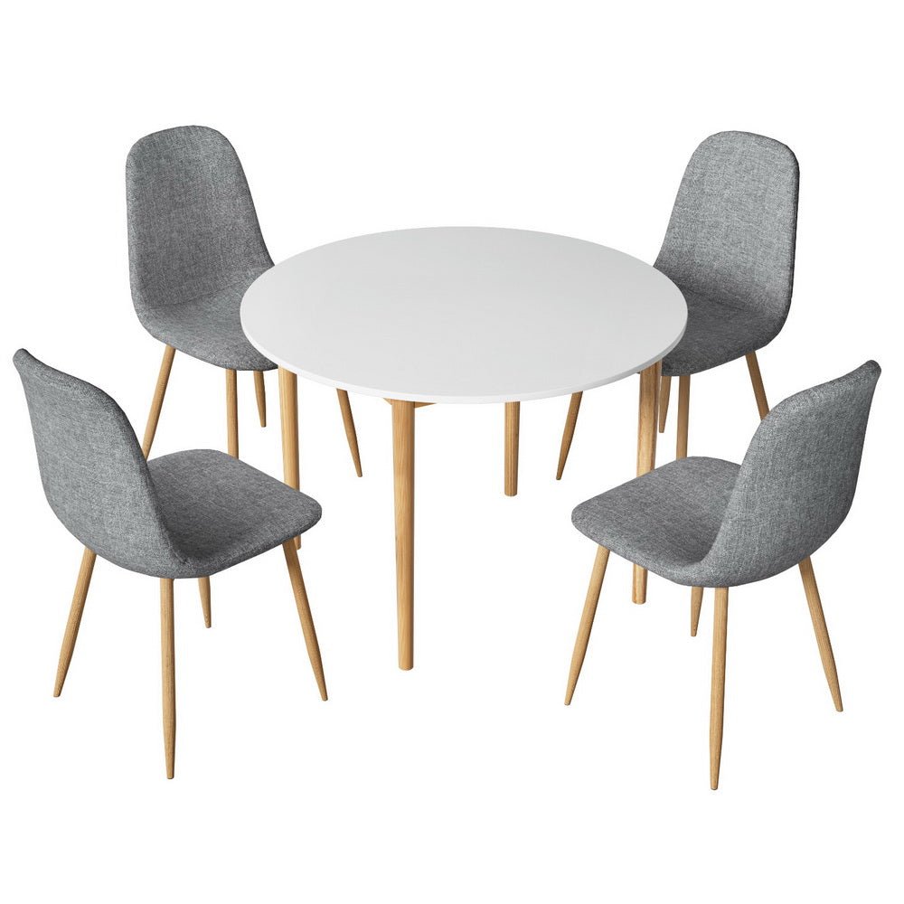 Dining Table and 4 Chairs Set White Grey - Furniture > Dining > Dining Set - Rivercity House & Home Co. (ABN 18 642 972 209) - Affordable Modern Furniture Australia