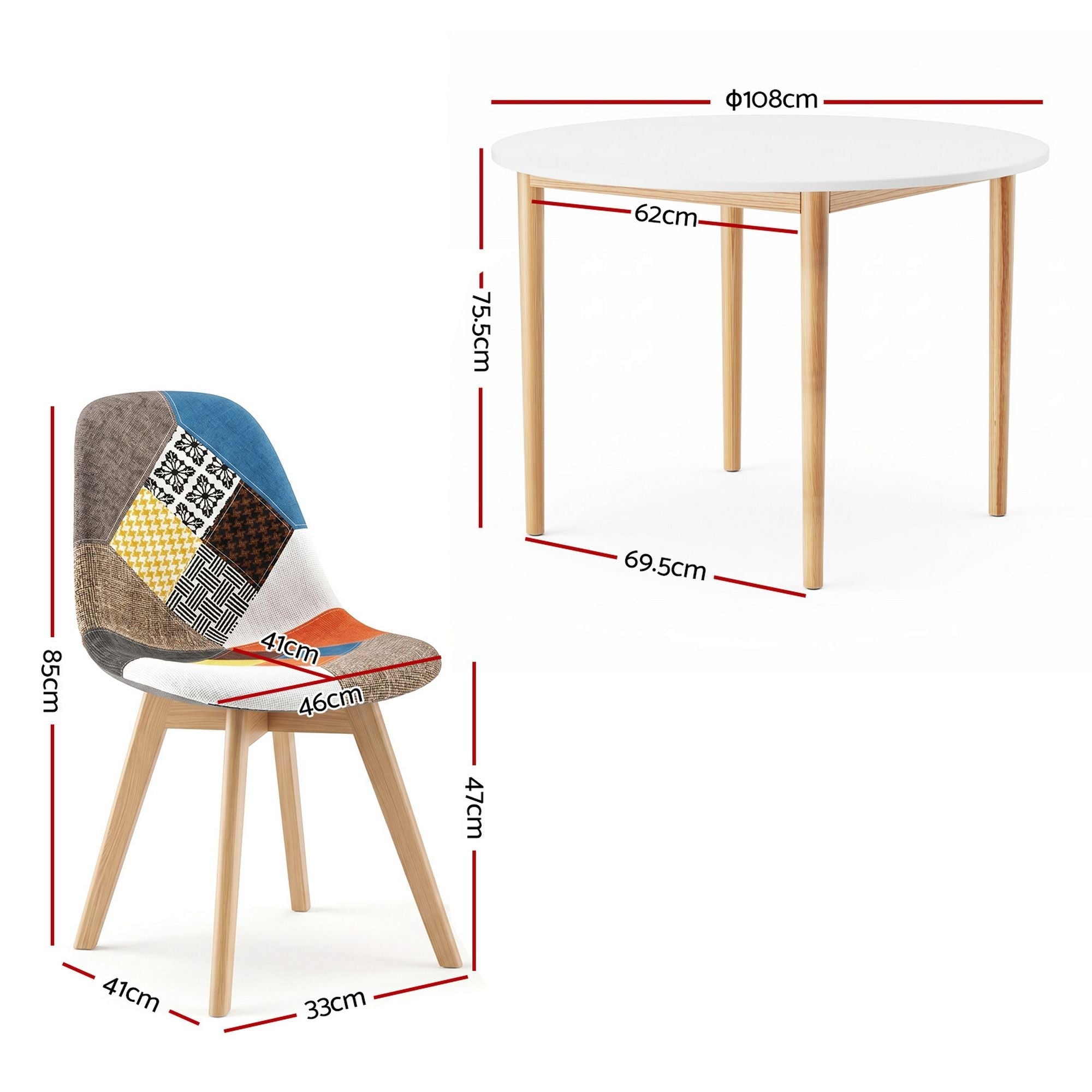 Dining Table and 4 Fabric Eiffel Chairs Set White - Furniture > Dining > Dining Set - Rivercity House & Home Co. (ABN 18 642 972 209) - Affordable Modern Furniture Australia