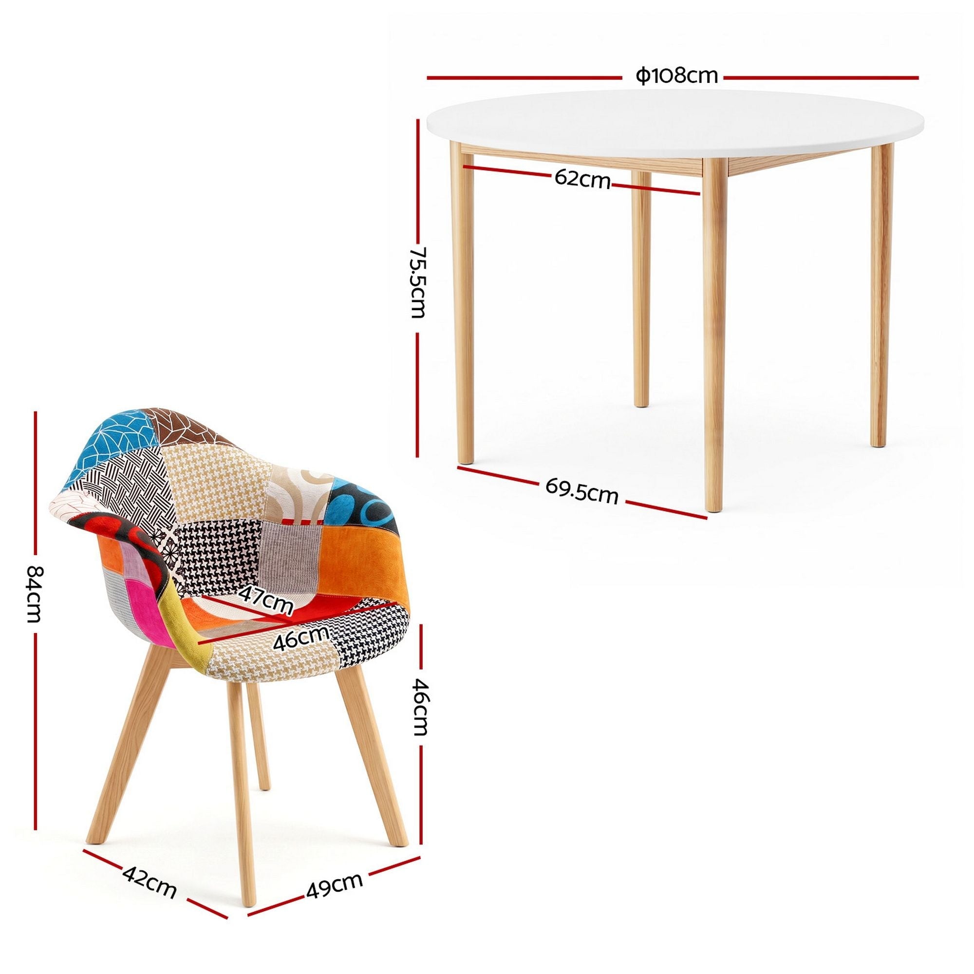 Dining Table and 4 Mid Century Chairs Set White - Furniture > Dining > Dining Set - Rivercity House & Home Co. (ABN 18 642 972 209) - Affordable Modern Furniture Australia
