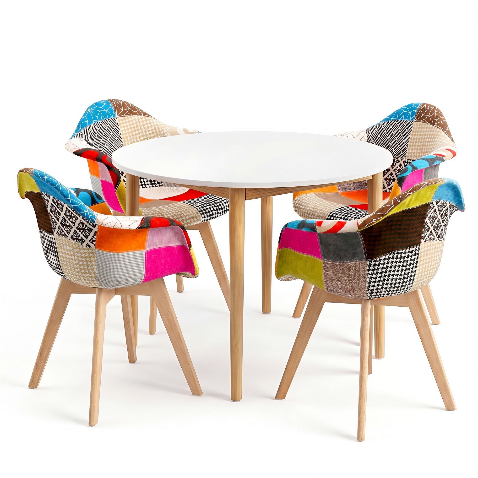 Dining Table and 4 Mid Century Chairs Set White - Furniture > Dining > Dining Set - Rivercity House & Home Co. (ABN 18 642 972 209) - Affordable Modern Furniture Australia