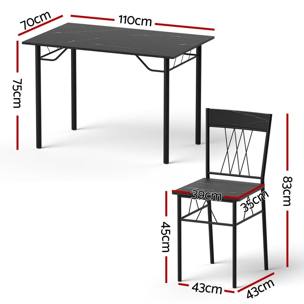 Dining Table and Chairs Set of 5 Compact Kitchen Furniture Marble Black - Furniture > Dining > Dining Set - Rivercity House & Home Co. (ABN 18 642 972 209) - Affordable Modern Furniture Australia