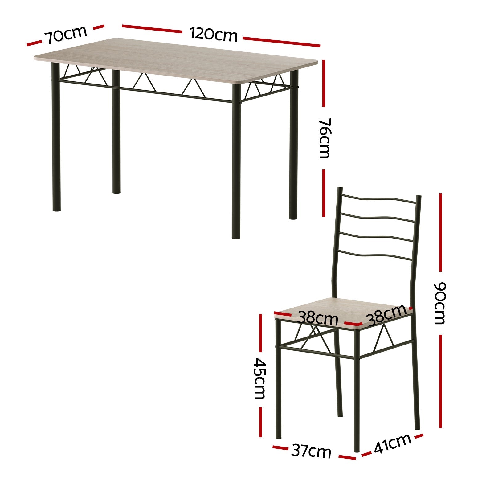 Dining Table and Chairs Set of 5 Compact Kitchen Furniture Modern Oak - Furniture > Dining > Dining Set - Rivercity House & Home Co. (ABN 18 642 972 209) - Affordable Modern Furniture Australia