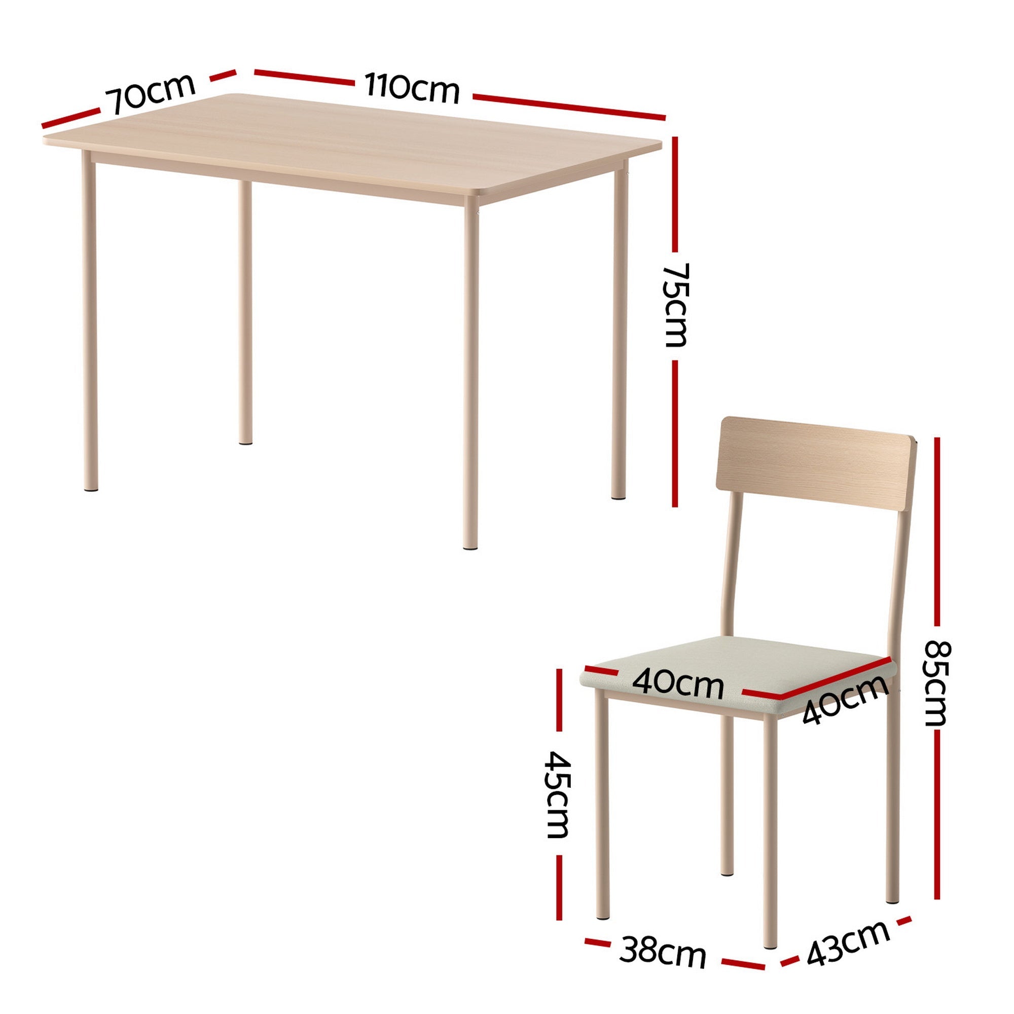 Dining Table and Chairs Set of 5 Compact Kitchen Furniture Natural Beige - Furniture > Dining > Dining Set - Rivercity House & Home Co. (ABN 18 642 972 209) - Affordable Modern Furniture Australia