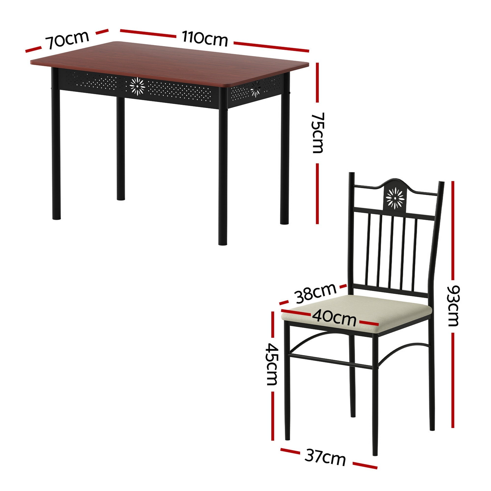 Dining Table and Chairs Set of 5 Compact Kitchen Furniture Upholstered - Furniture > Dining > Dining Set - Rivercity House & Home Co. (ABN 18 642 972 209) - Affordable Modern Furniture Australia