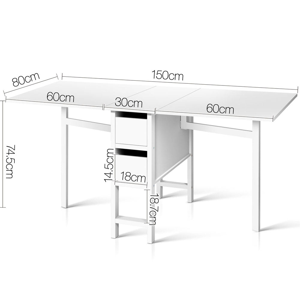 Dining Table Rectangular Extendable White - Furniture > Dining > Dining Tables - Rivercity House & Home Co. (ABN 18 642 972 209) - Affordable Modern Furniture Australia
