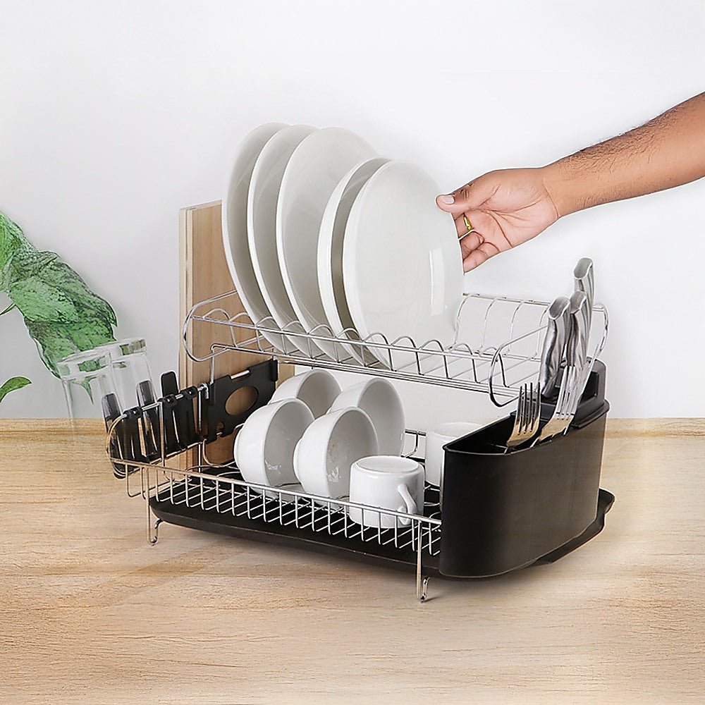 Dish Drying Rack Drainer Cup Plate Holder Cutlery Tray Kitchen Organiser - Home & Garden > Kitchenware > Kitchen Utensils - Rivercity House & Home Co. (ABN 18 642 972 209) - Affordable Modern Furniture Australia
