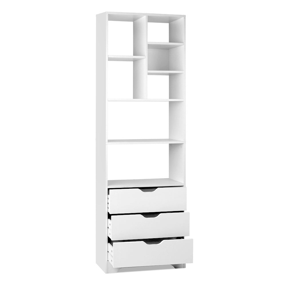 Display Shelf with Drawers (White) - Rivercity House & Home Co. (ABN 18 642 972 209) - Affordable Modern Furniture Australia