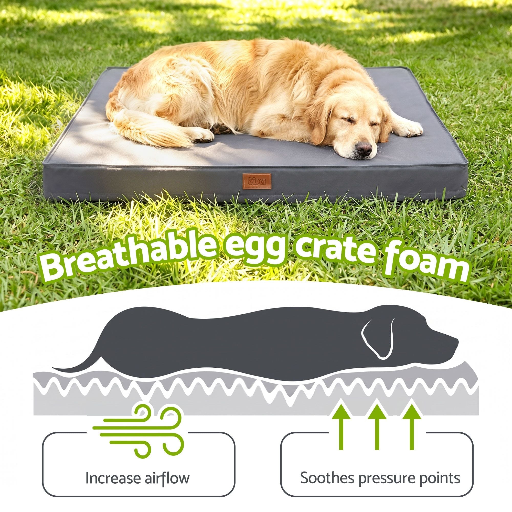 Dog Bed Large Water-resistant Egg Crate Foam Orthopedic Pet Mat Grey - Pet Care > Dog Supplies > Dog Beds - Rivercity House & Home Co. (ABN 18 642 972 209) - Affordable Modern Furniture Australia