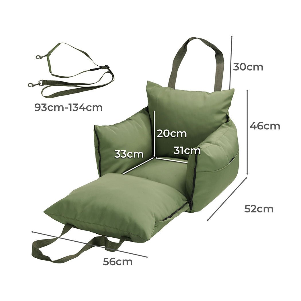 Dog Car Seat Booster with Adjustable Belt - Green - Rivercity House & Home Co. (ABN 18 642 972 209) - Affordable Modern Furniture Australia