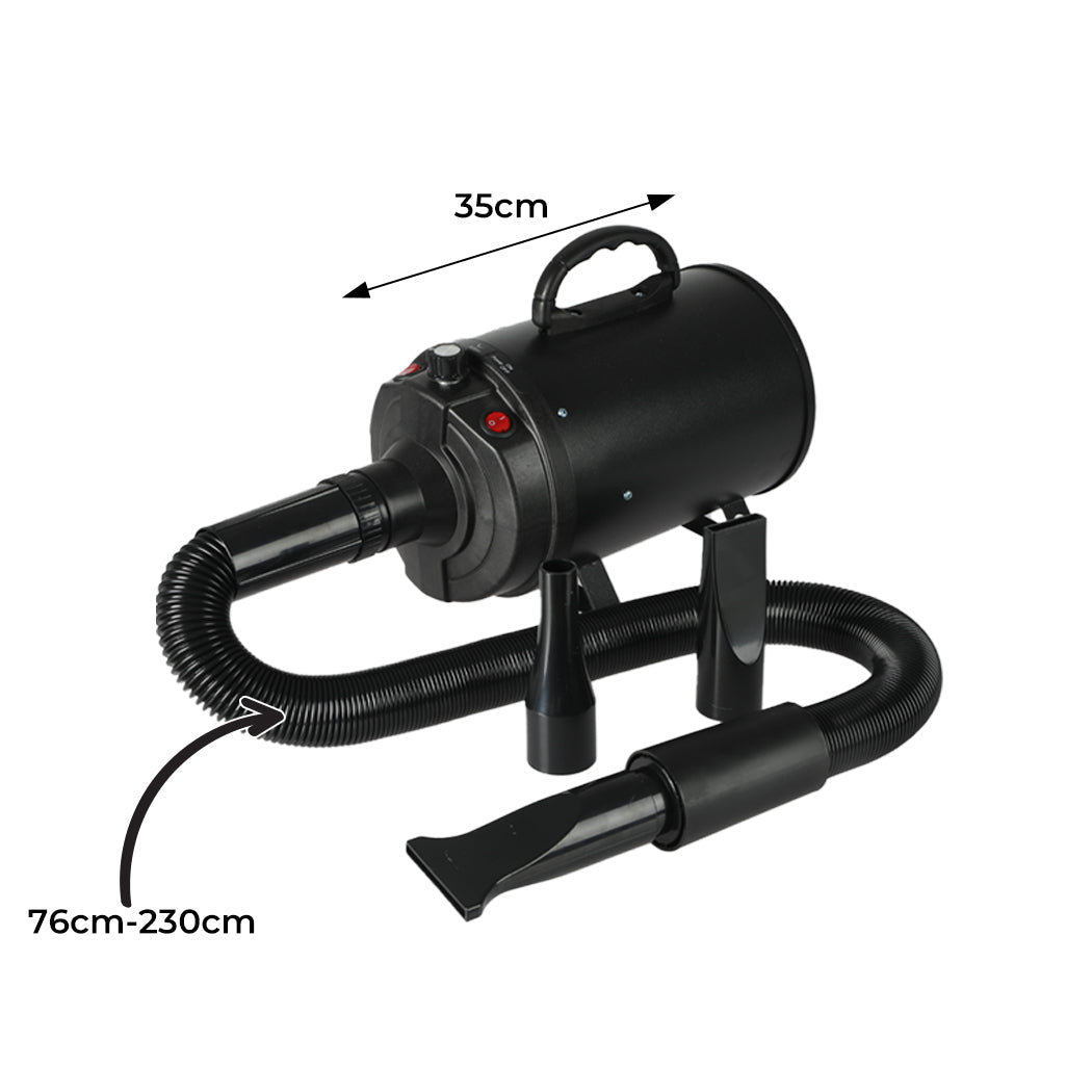 Dog Cat Pet Hair Dryer Grooming Blow Dryer with Nozzles - Black - Rivercity House & Home Co. (ABN 18 642 972 209) - Affordable Modern Furniture Australia