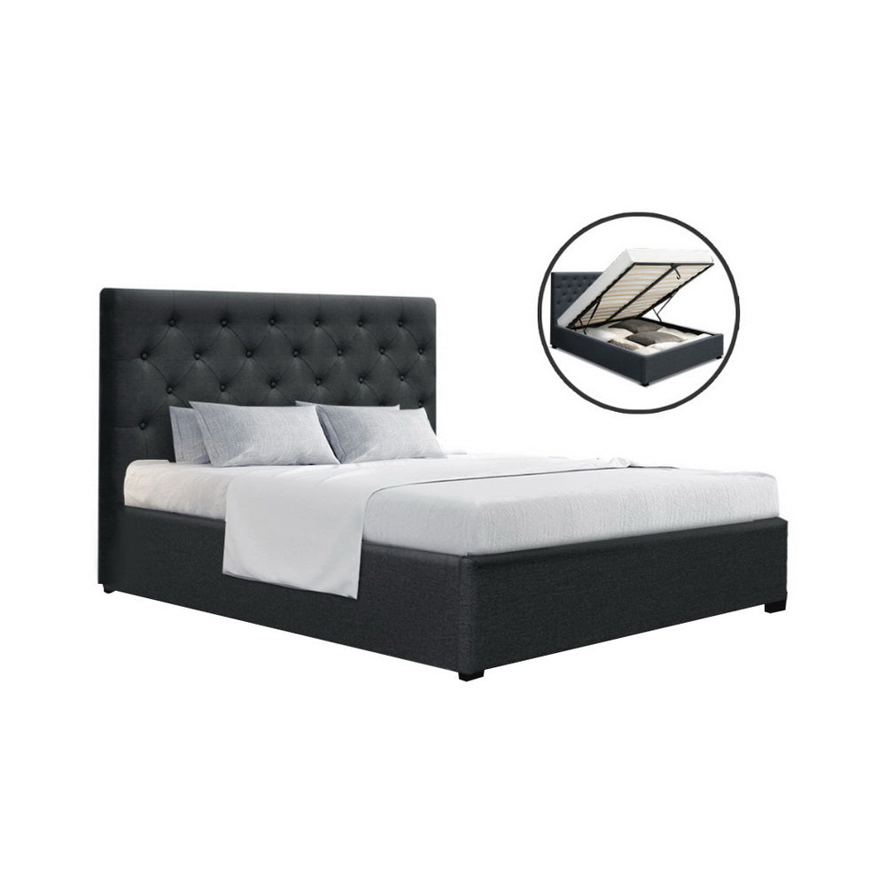 Dorilla Storage Double Bed Frame Charcoal - Rivercity House & Home Co. (ABN 18 642 972 209) - Affordable Modern Furniture Australia
