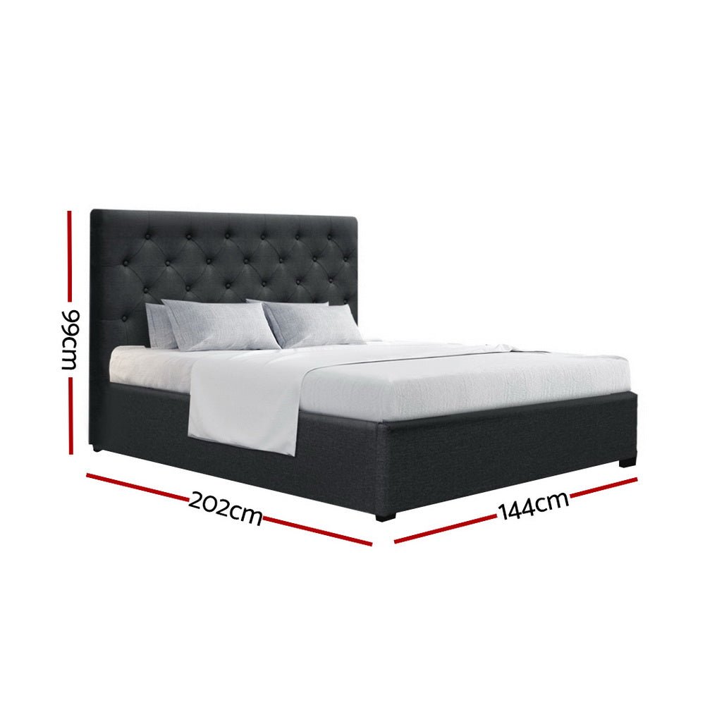 Dorilla Storage Double Bed Frame Charcoal - Rivercity House & Home Co. (ABN 18 642 972 209) - Affordable Modern Furniture Australia