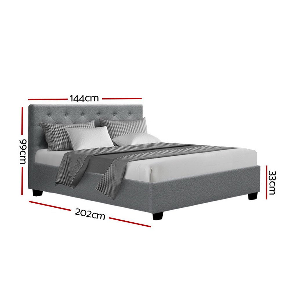 Dorilla Storage Double Bed Frame Grey - Rivercity House & Home Co. (ABN 18 642 972 209) - Affordable Modern Furniture Australia