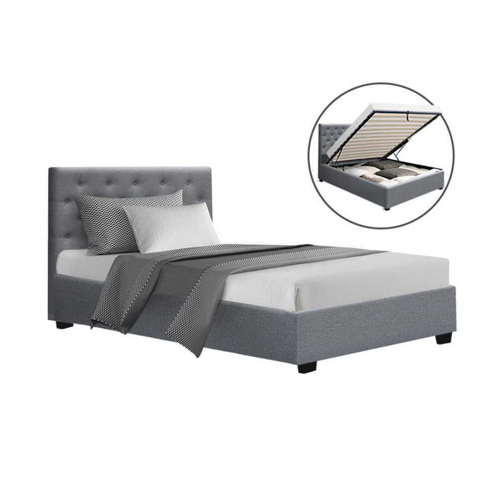 Dorilla Storage King Single Bed Frame Grey - Rivercity House & Home Co. (ABN 18 642 972 209) - Affordable Modern Furniture Australia