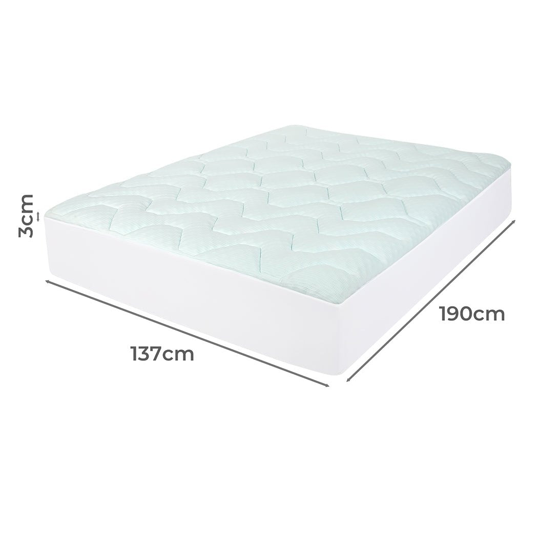 Double Mattress Topper Pillowtop Cover Protector with Memory Foam - White and Blue - Rivercity House & Home Co. (ABN 18 642 972 209) - Affordable Modern Furniture Australia