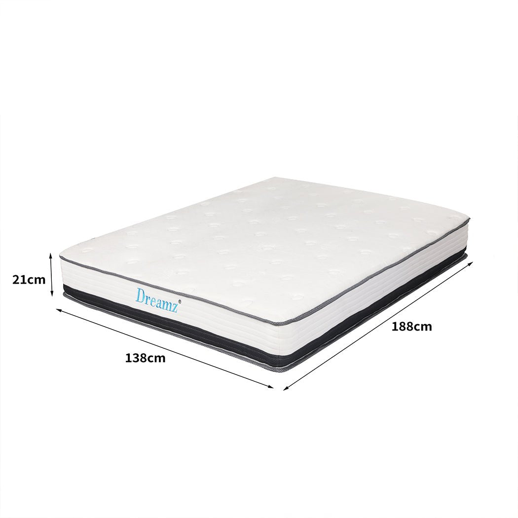 Double Pocket Spring Mattress HD Foam Medium Firm - White - Rivercity House & Home Co. (ABN 18 642 972 209) - Affordable Modern Furniture Australia