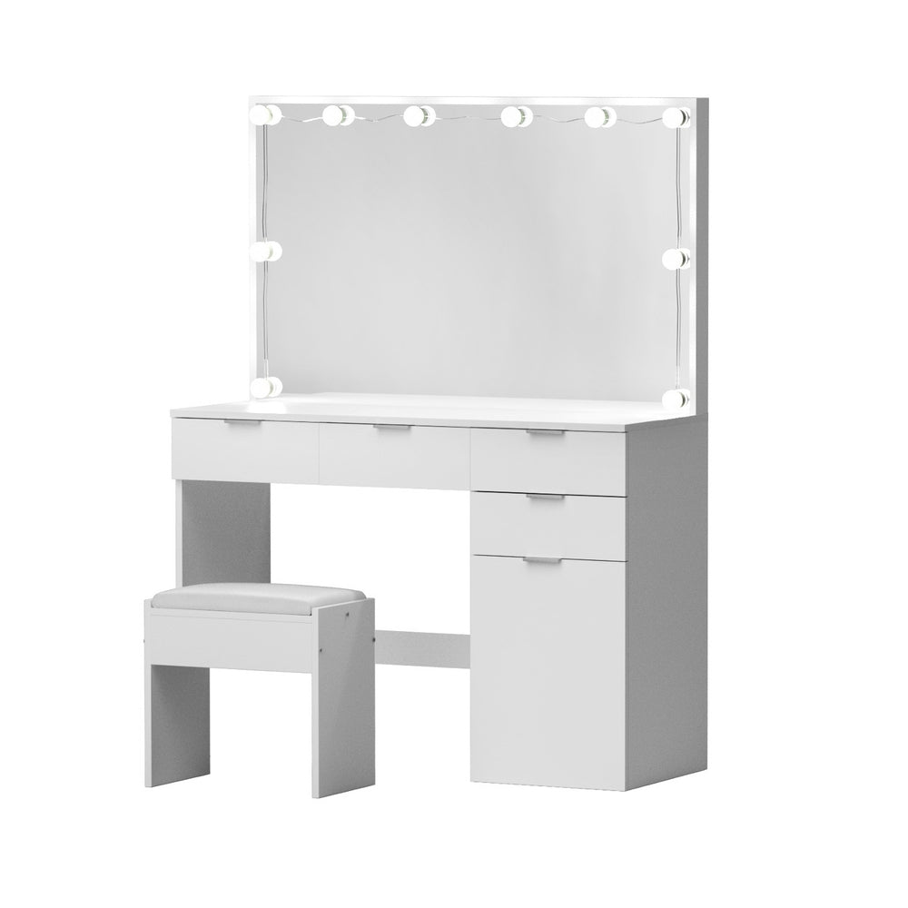 Dressing Table Set Stool 10 Led Bulbs White - Furniture > Bedroom > Dressing Vanity & Dressing Tables - Rivercity House & Home Co. (ABN 18 642 972 209) - Affordable Modern Furniture Australia