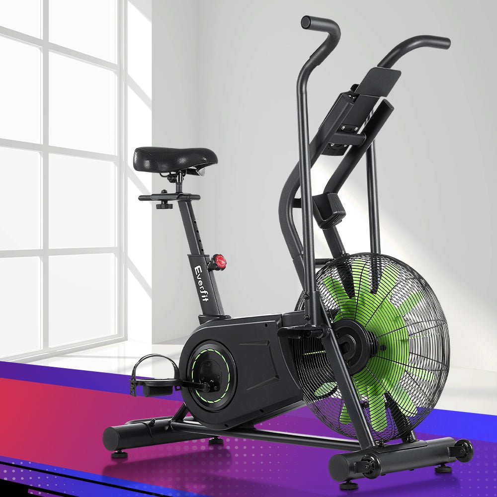 Dual Action Air Resistance Exercise Bike for Home Gym Cardio - Black - Sports & Fitness > Exercise, Gym & Fitness > Exercise Bikes - Rivercity House & Home Co. (ABN 18 642 972 209) - Affordable Modern Furniture Australia