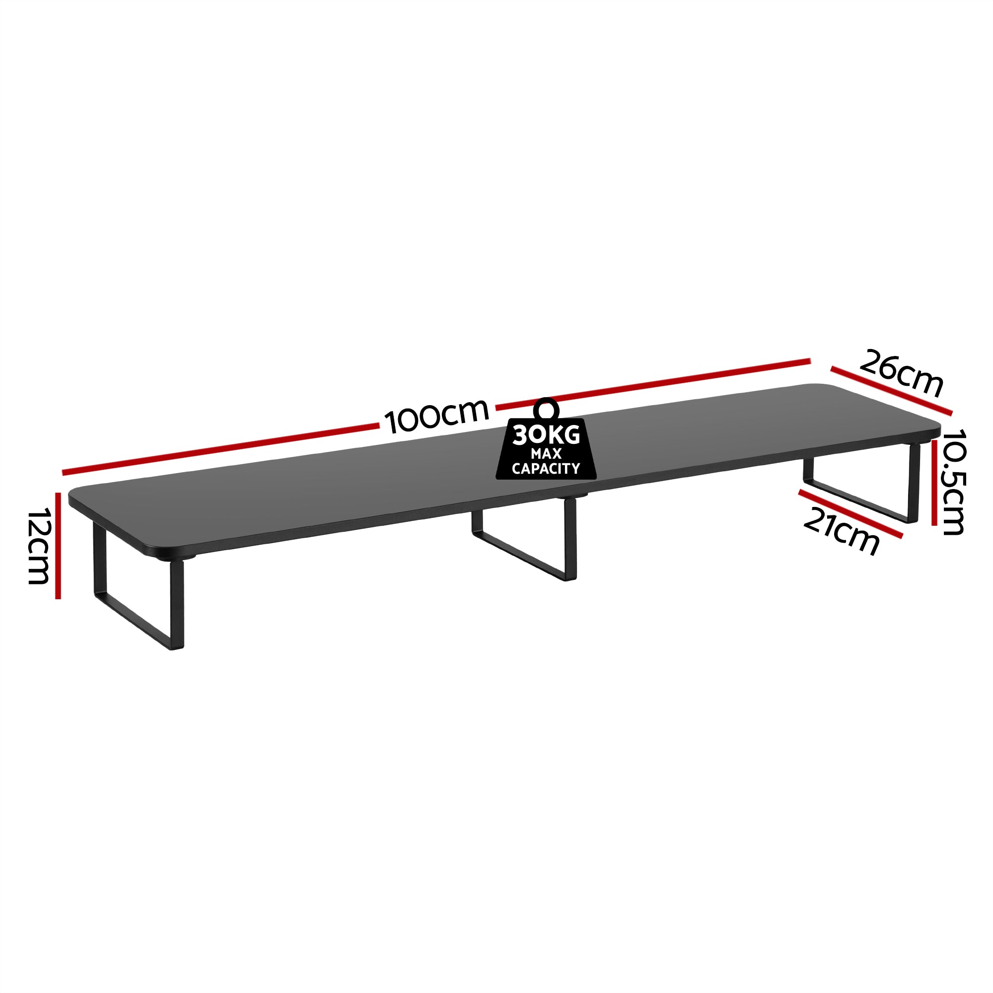 Dual Monitor Stand 100cm Riser Large Laptop Stand Desk Organiser Black - Electronics > Computers & Tablets > Desktops & Accessories - Rivercity House & Home Co. (ABN 18 642 972 209) - Affordable Modern Furniture Australia