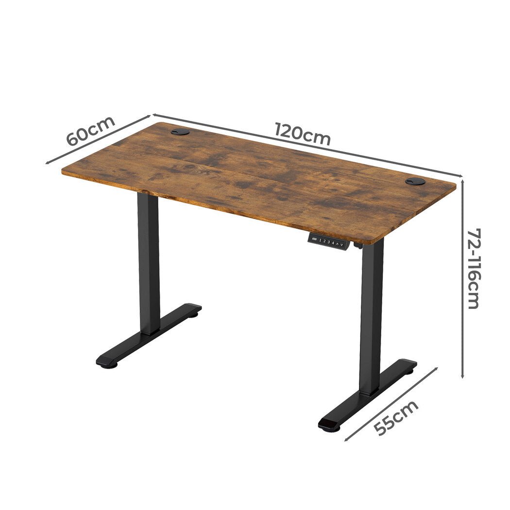 Electric Height Adjustable Standing Desk 120cm - Vintage Oak - Rivercity House & Home Co. (ABN 18 642 972 209) - Affordable Modern Furniture Australia