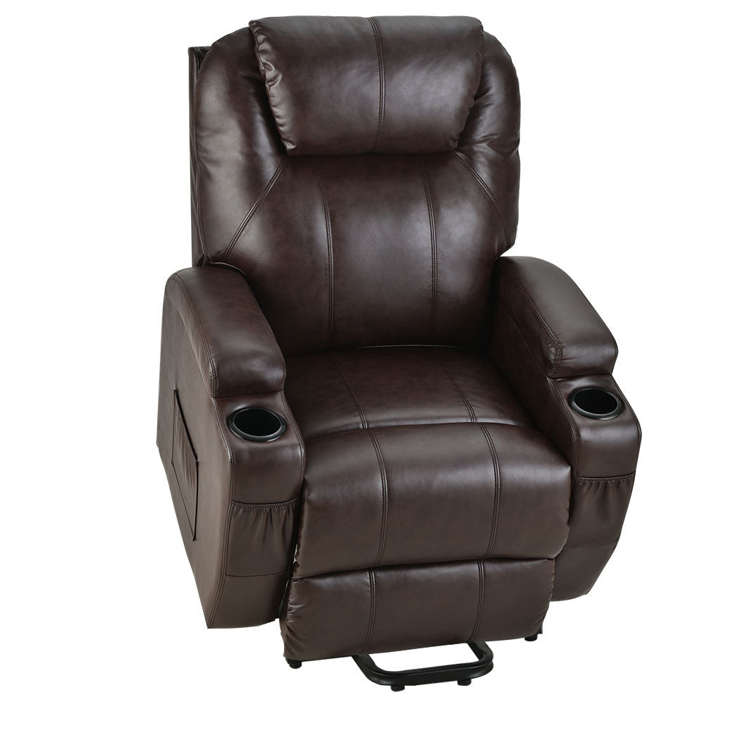 Electric Massage Lift Recliner Chair with 8-Point Massage and Heating - Dark Crimson - Furniture > Bar Stools & Chairs > Massage Chairs - Rivercity House & Home Co. (ABN 18 642 972 209) - Affordable Modern Furniture Australia