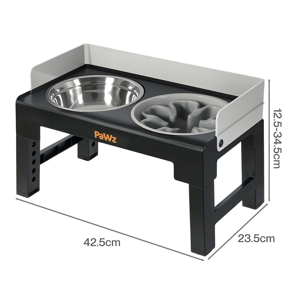 Elevated Dog Bowls Adjustable 6 Height Large Raised Feeder with Bowls - Black and Grey - Rivercity House & Home Co. (ABN 18 642 972 209) - Affordable Modern Furniture Australia