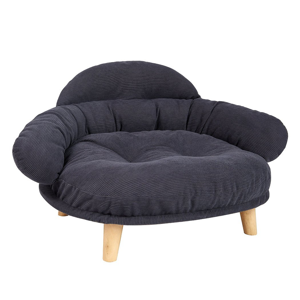 Elevated Pet Sofa Bed Couch L Size with Wooden Base - Grey - Rivercity House & Home Co. (ABN 18 642 972 209) - Affordable Modern Furniture Australia