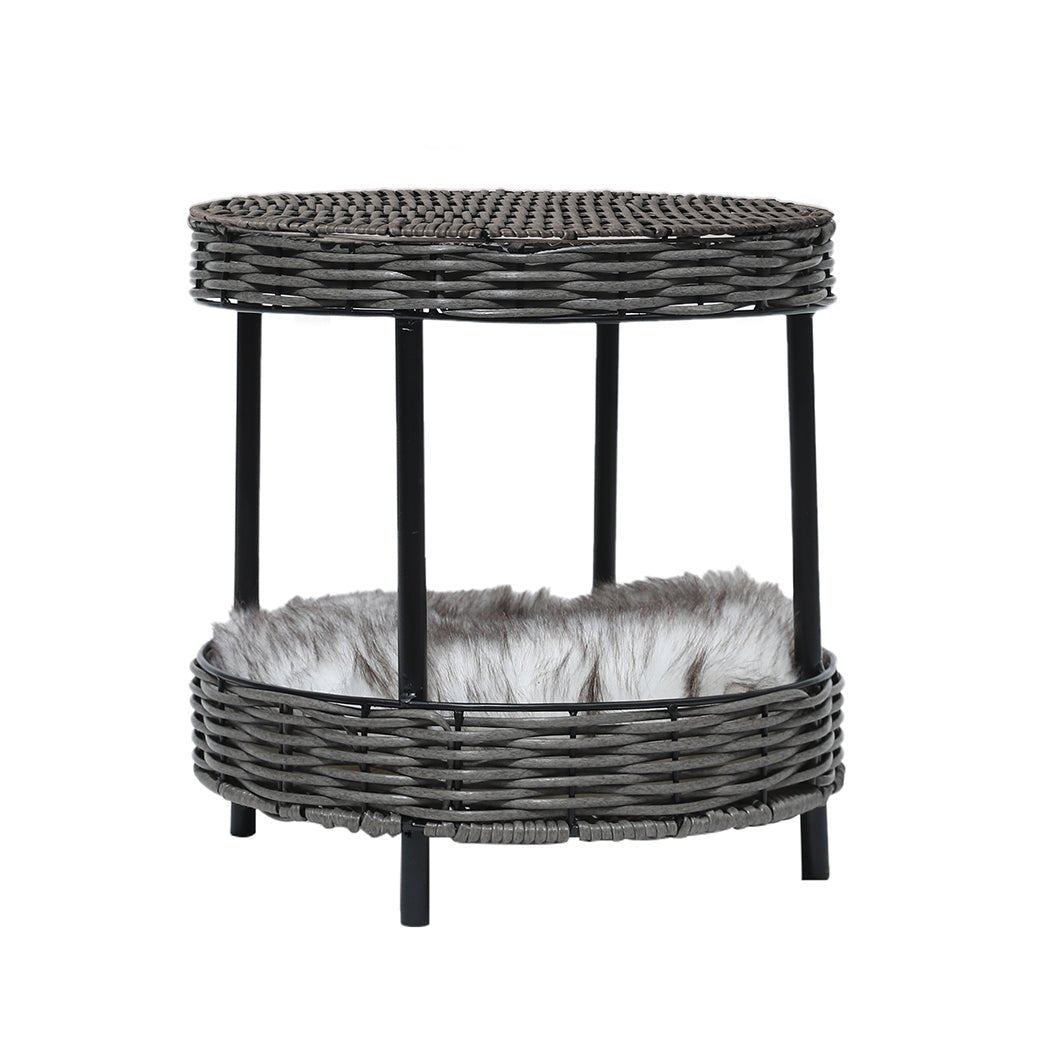 Elevated Rattan Pet Bed with Cushion - Natural - Rivercity House & Home Co. (ABN 18 642 972 209) - Affordable Modern Furniture Australia