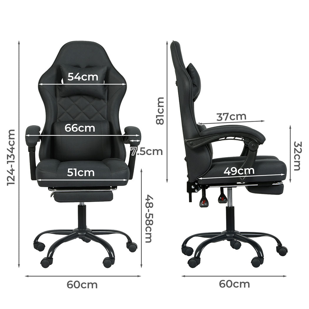 Ergonomic High Back Office and Gaming Chair with Suede Fabric Upholstery - Deep Grey - Rivercity House & Home Co. (ABN 18 642 972 209) - Affordable Modern Furniture Australia