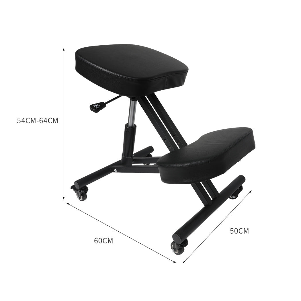 Ergonomic Kneeling Computer Chair with Adjustable Height and Castors - Black - Rivercity House & Home Co. (ABN 18 642 972 209) - Affordable Modern Furniture Australia