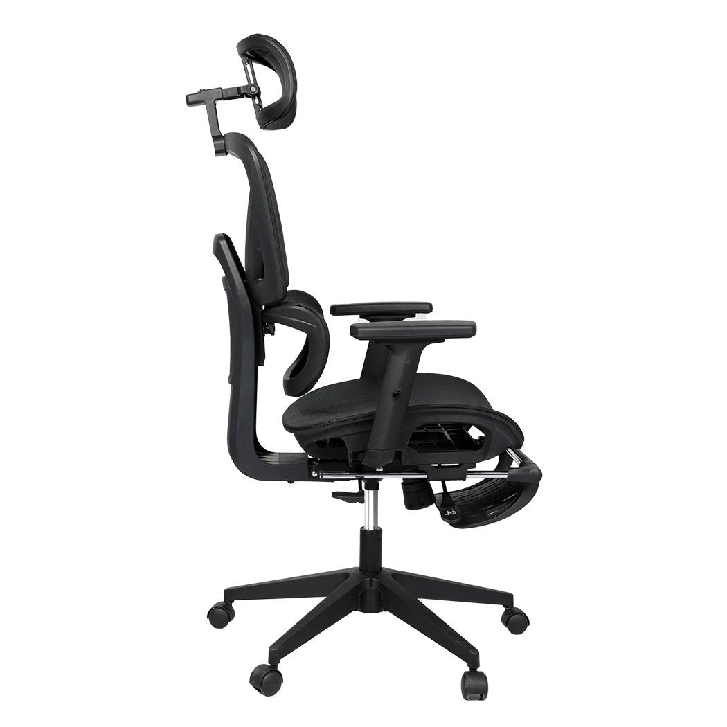 Ergonomic Mesh Executive Office Chair with Footrest - Black - Rivercity House & Home Co. (ABN 18 642 972 209) - Affordable Modern Furniture Australia