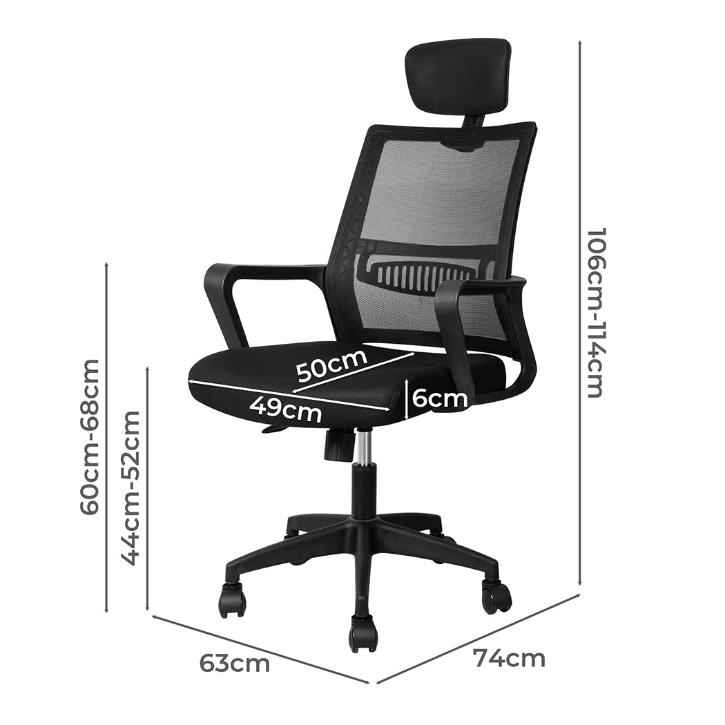 Ergonomic Mesh Office Gaming Executive Chair with Lumbar Support - Black - Rivercity House & Home Co. (ABN 18 642 972 209) - Affordable Modern Furniture Australia
