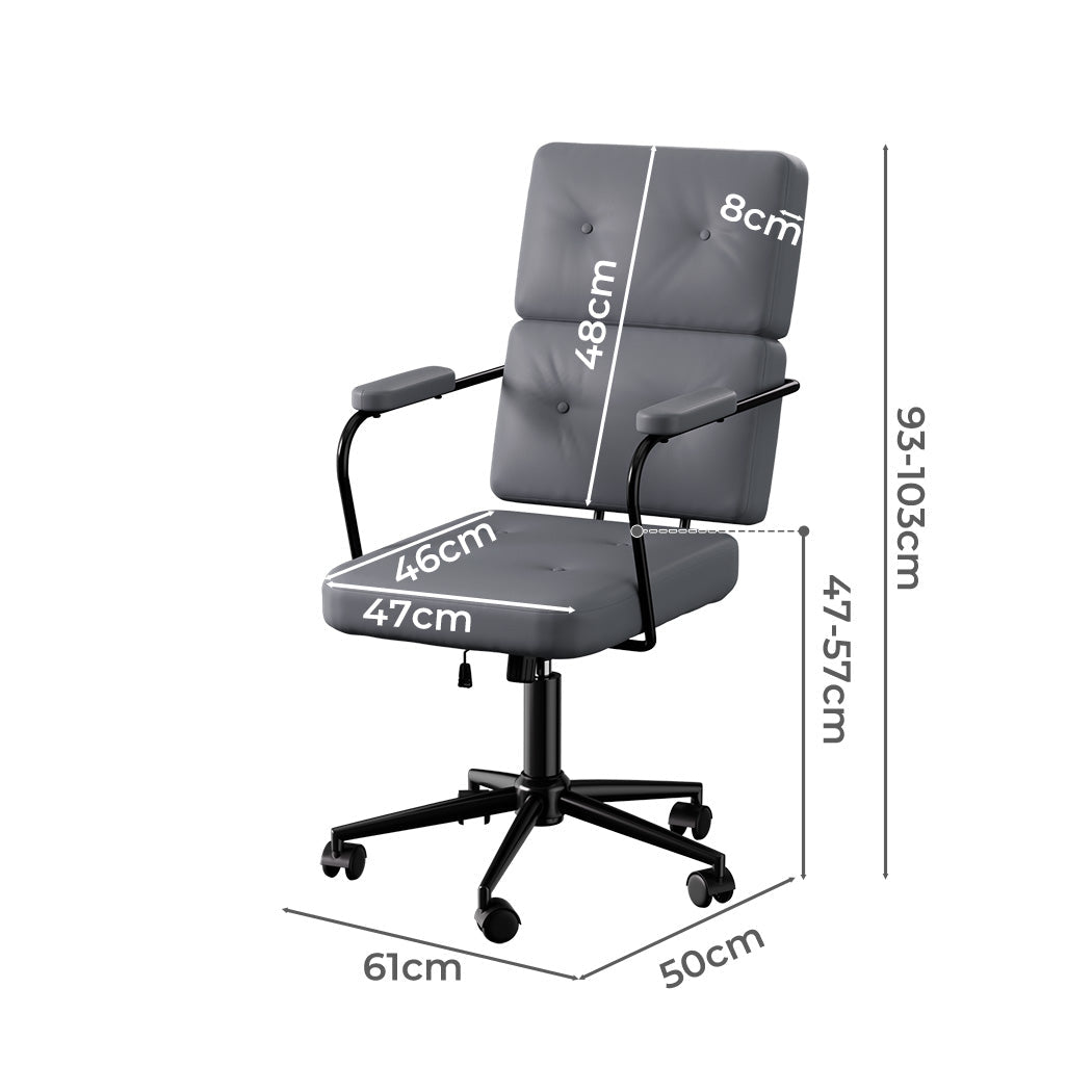 Ergonomic PU Leather Office Computer Chair with Adjustable Height - Grey - Rivercity House & Home Co. (ABN 18 642 972 209) - Affordable Modern Furniture Australia