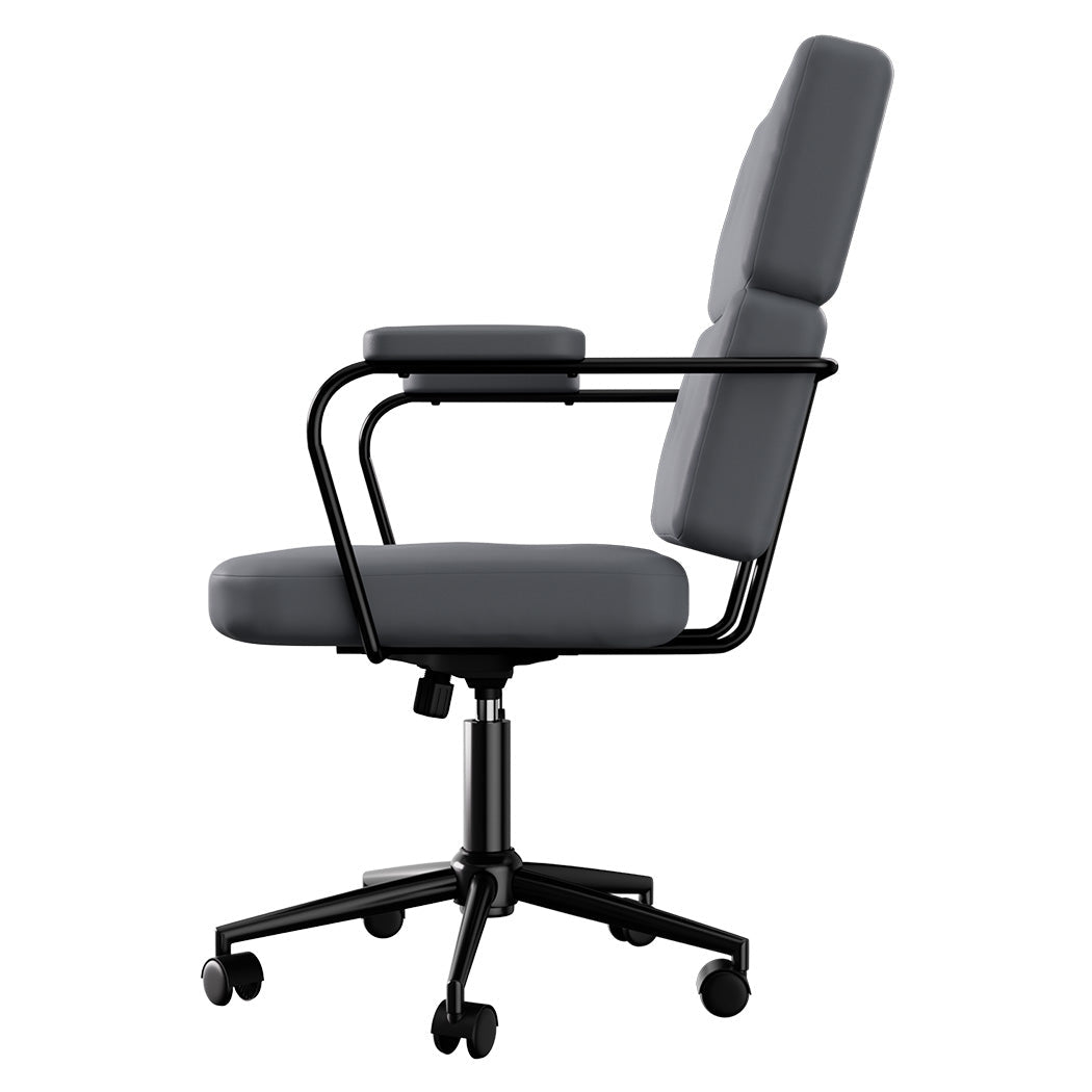 Ergonomic PU Leather Office Computer Chair with Adjustable Height - Grey - Rivercity House & Home Co. (ABN 18 642 972 209) - Affordable Modern Furniture Australia