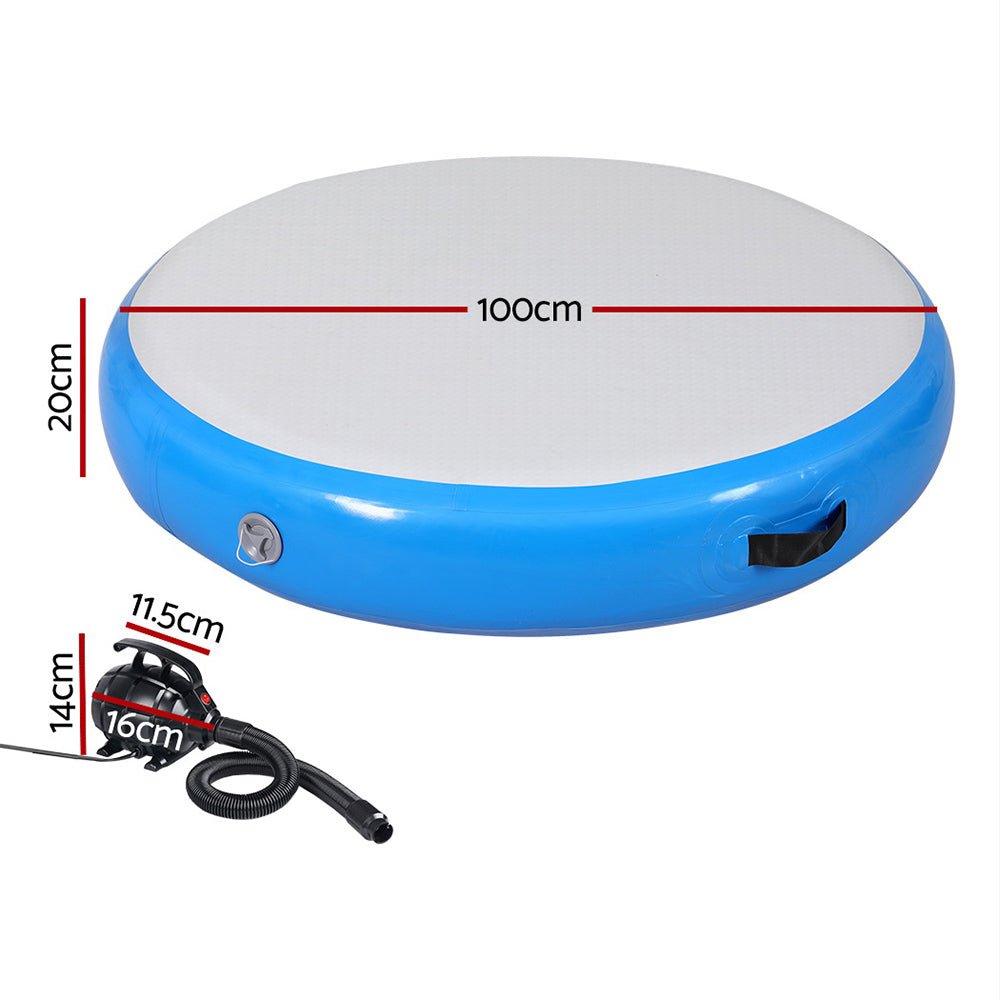 Everfit 1m Air Track Spot Inflatable Gymnastics Tumbling Mat Round W/ Pump Blue - Sports & Fitness > Exercise, Gym and Fitness - Rivercity House & Home Co. (ABN 18 642 972 209) - Affordable Modern Furniture Australia