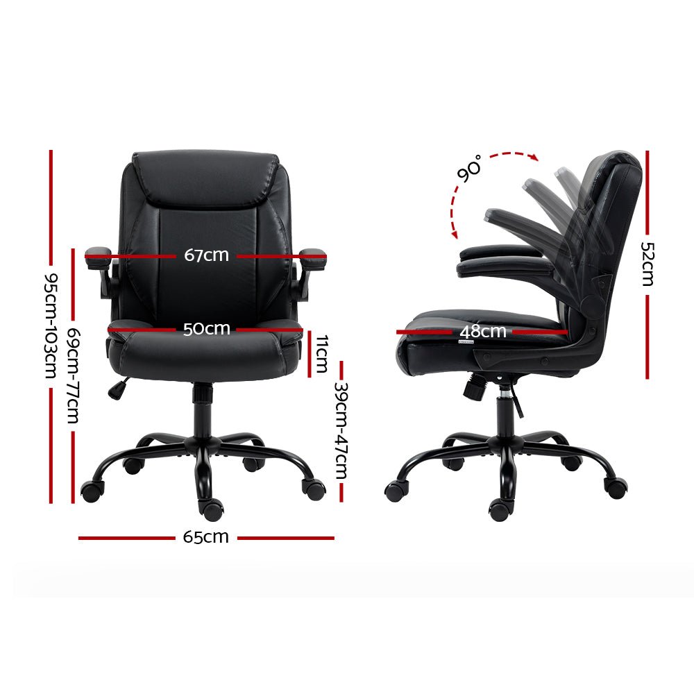 Executive Office Chair Mid Back Black - Furniture > Office > Office & Desk Chairs - Rivercity House & Home Co. (ABN 18 642 972 209) - Affordable Modern Furniture Australia