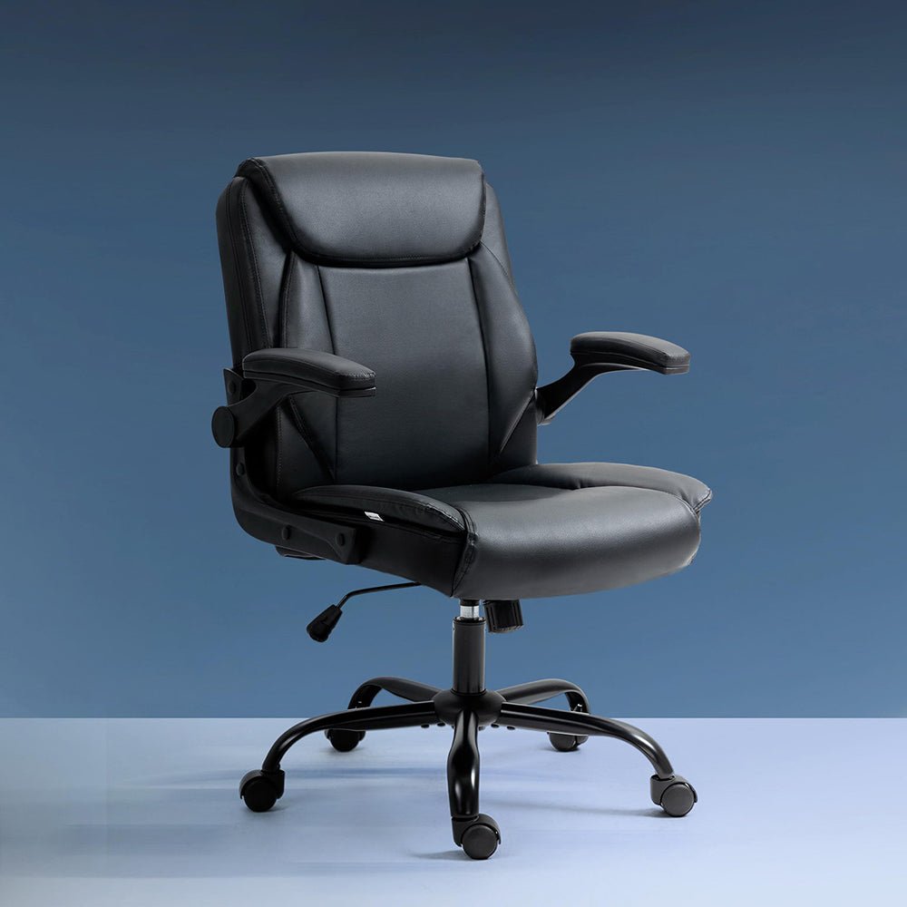 Executive Office Chair Mid Back Black - Furniture > Office > Office & Desk Chairs - Rivercity House & Home Co. (ABN 18 642 972 209) - Affordable Modern Furniture Australia